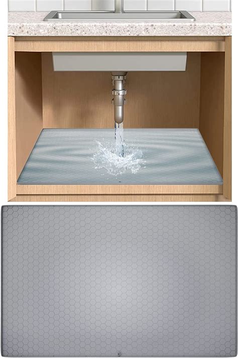 large steel drum underneath kitchen cabinet with water source|Under Sink Drip Tray with Cut Out .